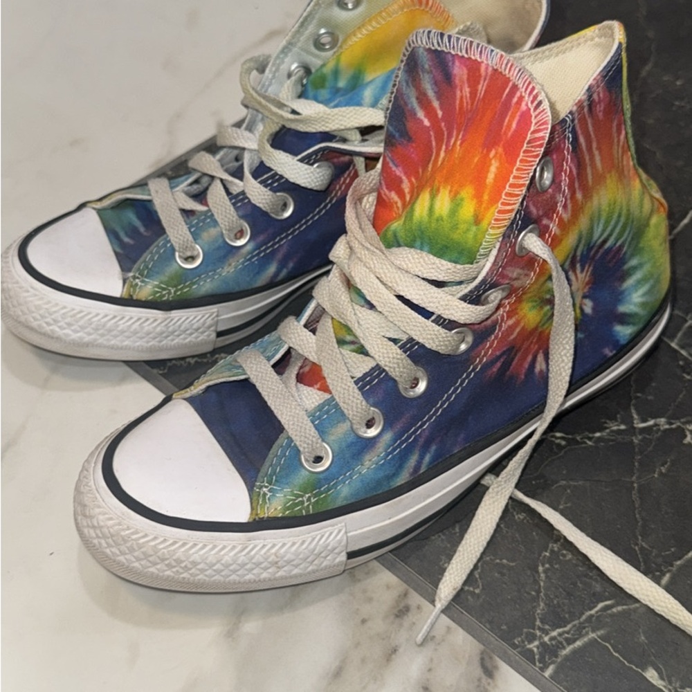 Converse Blue and Red High-Top Sneakers